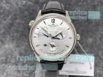 ZF Factory Swiss Jaeger Lecoultre Silver Dial Black Leather Strap Watch 39mm